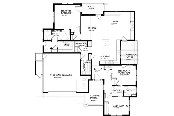Floor Plan - Main Floor for Craftsman House Plan #895-26 - 3 bed, 2.5 bath