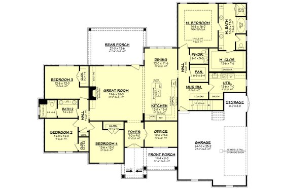 Floor Plan - Main Floor for Craftsman House Plan #430-155 - 4 bed, 2.5 bath