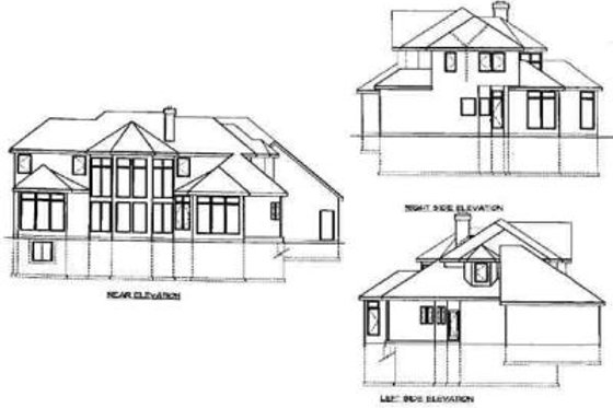 Exterior - Rear Elevation for European House Plan #67-418 - 4 bed, 3.5 bath