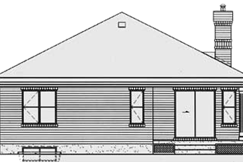 House Blueprint - Exterior - Rear Elevation for European House Plan #25-4226 - 2 bed, 1 bath