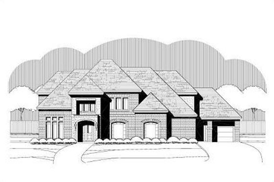Exterior - Front Elevation for European House Plan #411-747 - 5 bed, 3.5 bath