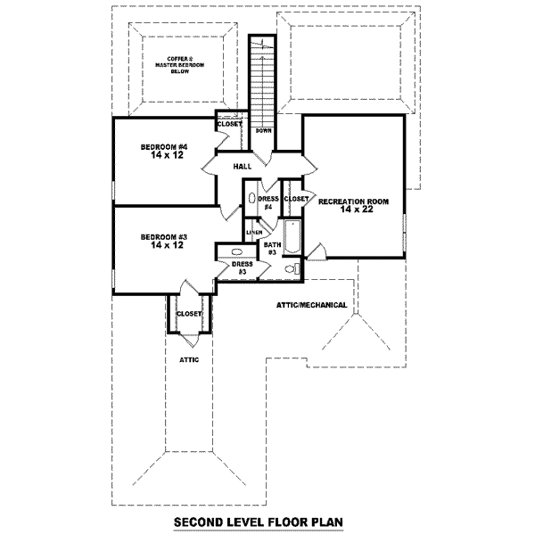Colonial Floor Plan - Upper Floor Plan #81-1527