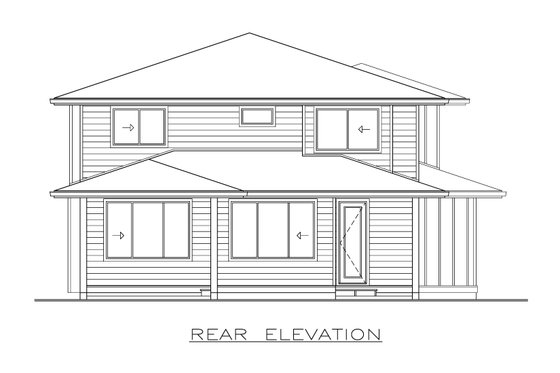 Exterior - Rear Elevation for Modern House Plan #1100-30 - 3 bed, 2.5 bath