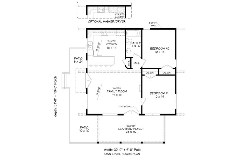 Architectural House Design - Floor Plan - Main Floor for Contemporary House Plan #932-908 - 2 bed, 1 bath