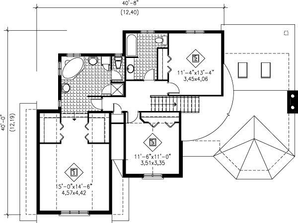 Traditional Floor Plan - Upper Floor Plan #25-210