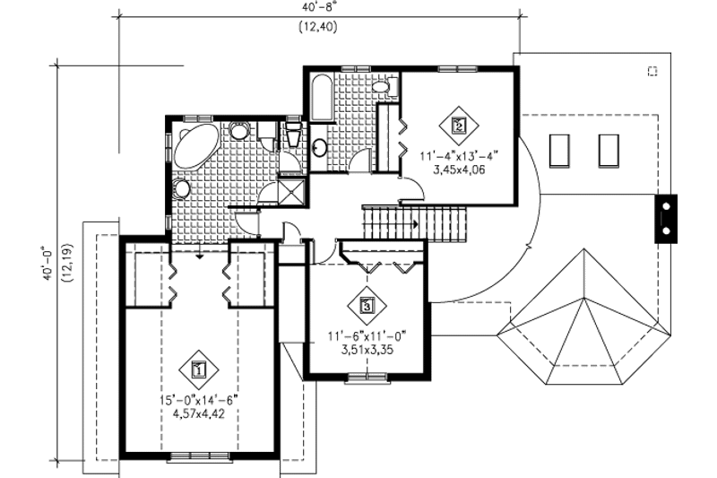 House Plan Design - Floor Plan - Upper Floor for Traditional House Plan #25-210 - 3 bed, 2.5 bath