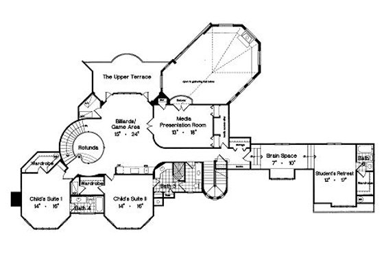 Floor Plan - Upper Floor for European House Plan #417-448 - 5 bed, 5.5 bath