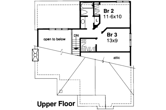 Floor Plan - Upper Floor House Plan #320-134 - 3 bed, 2 bath