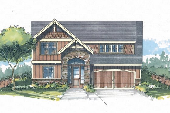 Exterior - Front Elevation for Craftsman House Plan #53-467 - 4 bed, 3 bath
