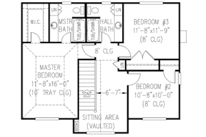 Floor Plan - Upper Floor for Farmhouse House Plan #11-119 - 4 bed, 2.5 bath