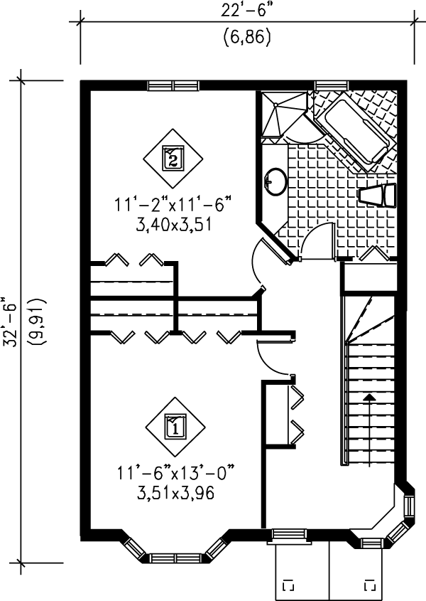 European Floor Plan - Upper Floor Plan #25-2143