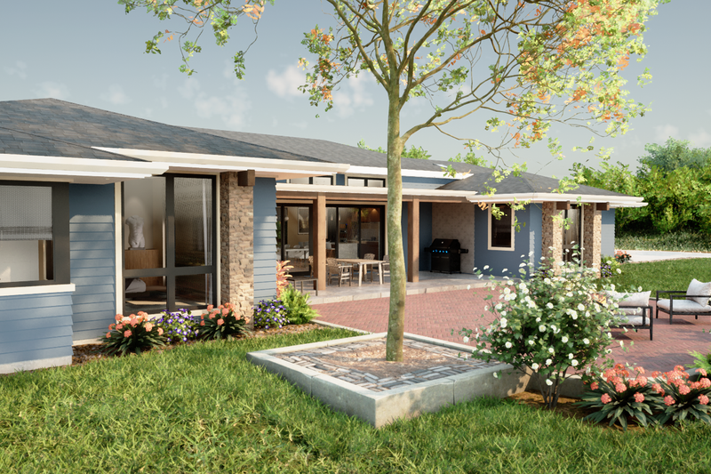 Architectural House Design - Exterior - Rear Elevation 4 for Prairie House Plan #48-1069 - 4 bed, 3.5 bath