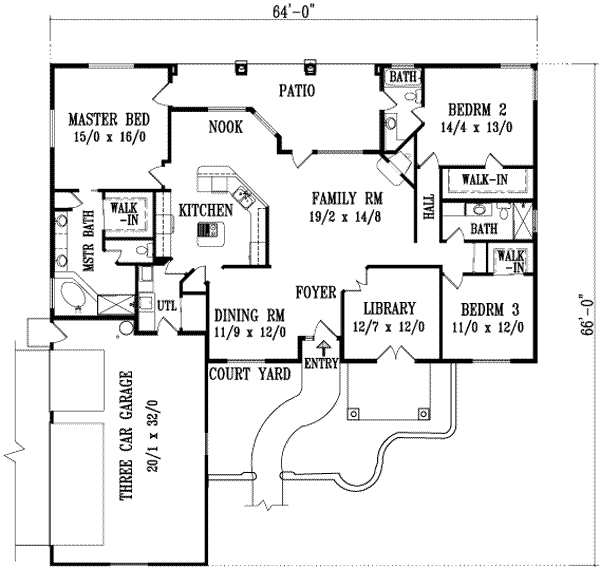 Mediterranean Floor Plan - Main Floor Plan #1-738
