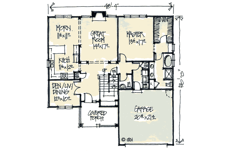 Dream House Plan - Floor Plan - Main Floor for Craftsman House Plan #20-2040 - 4 bed, 2.5 bath