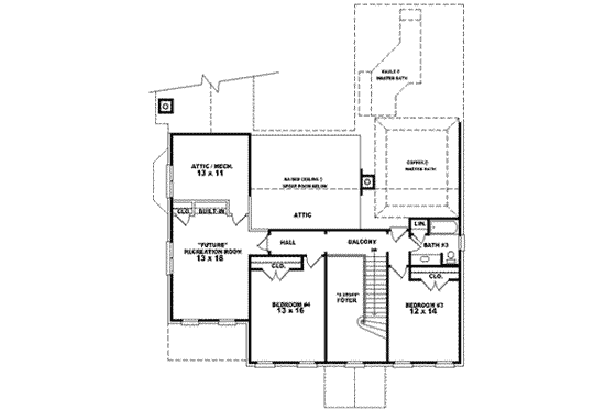 Floor Plan - Upper Floor for Colonial House Plan #81-624 - 3 bed, 3.5 bath