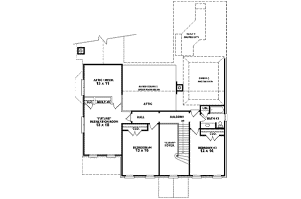 Colonial Floor Plan - Upper Floor Plan #81-624