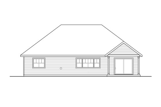 Exterior - Rear Elevation for Ranch House Plan #124-1165 - 3 bed, 2 bath