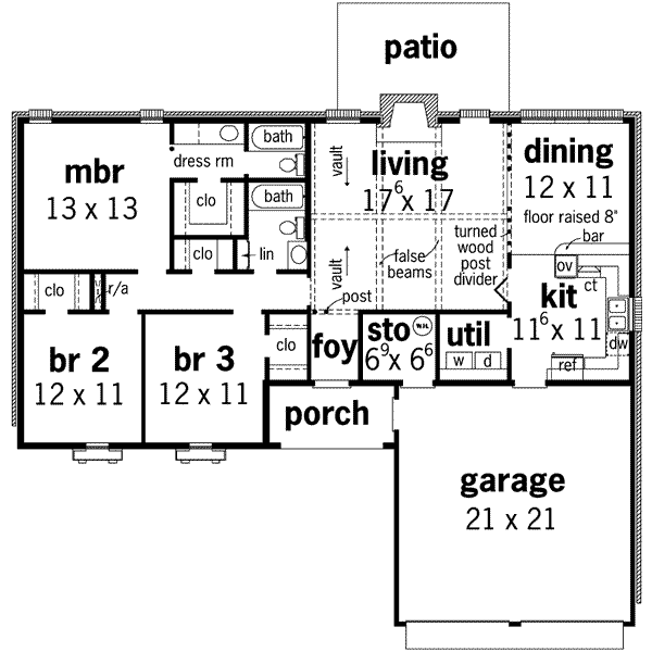 Architectural House Design - Ranch Floor Plan - Main Floor Plan #45-235