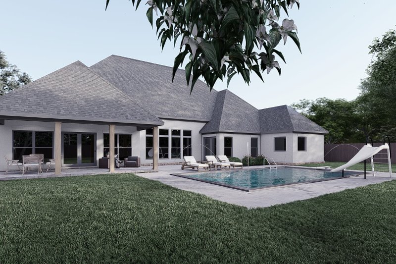 House Design - Exterior - Rear Elevation for European House Plan #923-403 - 4 bed, 4 bath