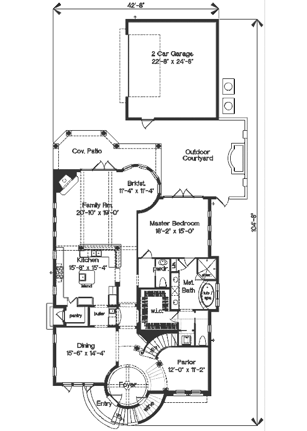 Mediterranean Floor Plan - Main Floor Plan #135-151