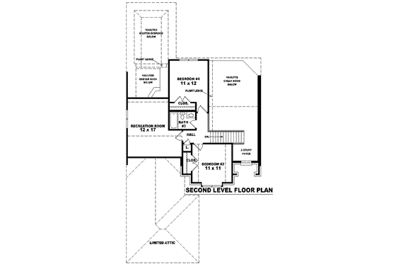 Floor Plan - Upper Floor for European House Plan #81-837 - 4 bed, 3 bath