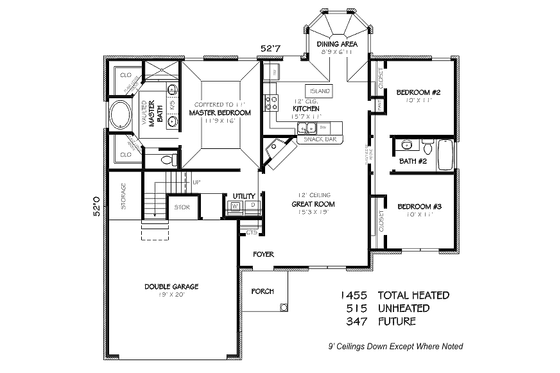 Floor Plan - Main Floor for Traditional House Plan #424-91 - 3 bed, 2 bath