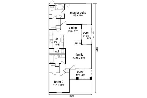 Floor Plan - Main Floor for Cottage House Plan #84-510 - 2 bed, 2 bath