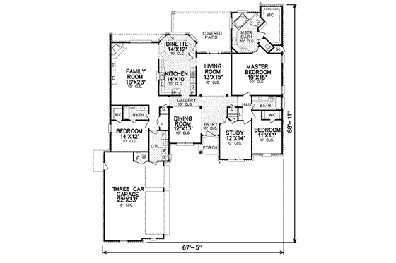 Floor Plan - Main Floor for Traditional House Plan #65-366 - 4 bed, 3 bath