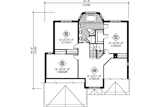 Floor Plan - Upper Floor for Traditional House Plan #25-2194 - 3 bed, 1.5 bath
