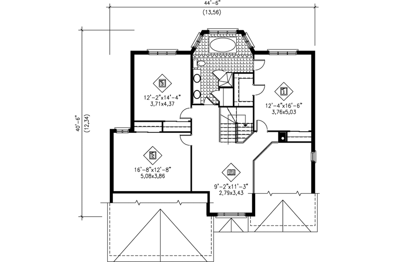 House Plan Design - Floor Plan - Upper Floor for Traditional House Plan #25-2194 - 3 bed, 1.5 bath