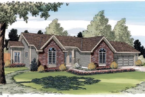 Exterior - Front Elevation for Traditional House Plan #312-309 - 3 bed, 2 bath