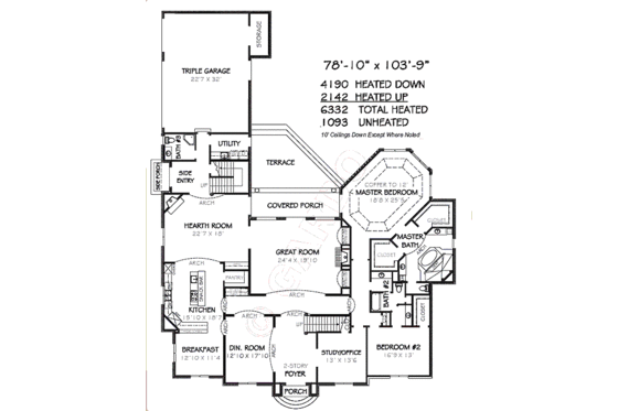 Floor Plan - Main Floor for European House Plan #424-222 - 4 bed, 5 bath