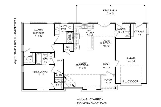 Floor Plan - Main Floor for Craftsman House Plan #932-202 - 2 bed, 2 bath