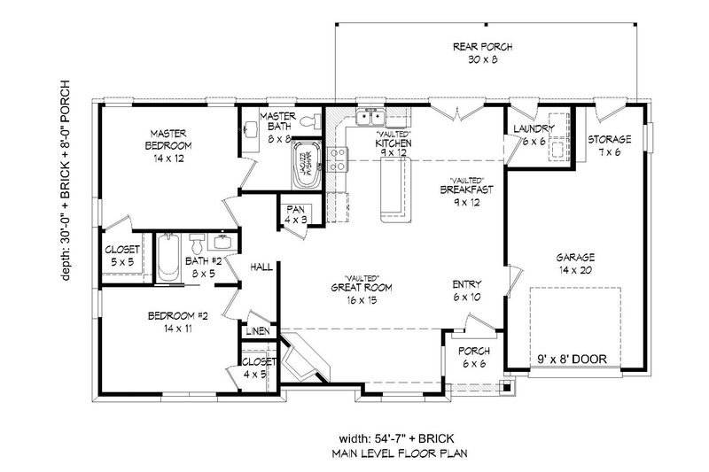 Craftsman Style House Plan - 2 Beds 2 Baths 1234 Sq/Ft Plan #932-202 ...