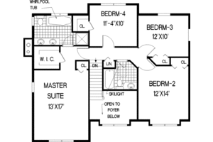 Floor Plan - Upper Floor for Country House Plan #3-166 - 4 bed, 2.5 bath