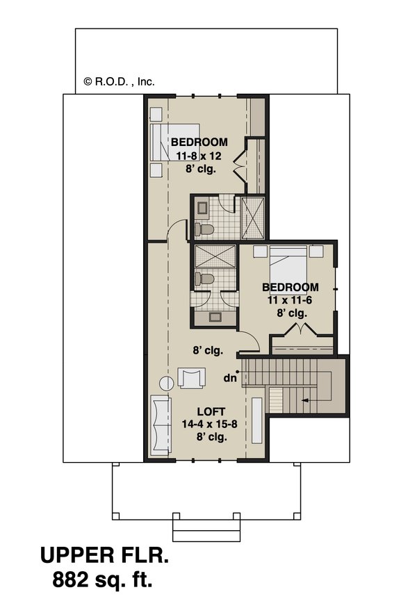 Farmhouse Floor Plan - Upper Floor Plan #51-1264