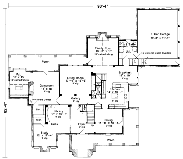 House Plan Design - European Floor Plan - Main Floor Plan #410-194
