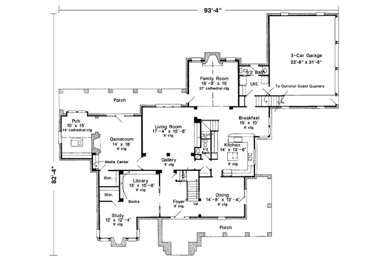 Home Plan - Floor Plan - Main Floor for European House Plan #410-194 - 5 bed, 3.5 bath