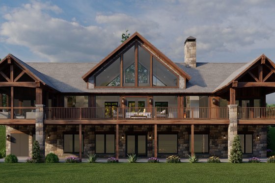 Exterior - Rear Elevation for Ranch House Plan #923-88 - 3 bed, 3.5 bath