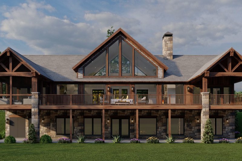 House Design - Exterior - Rear Elevation for Ranch House Plan #923-88 - 3 bed, 3.5 bath