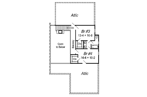 Floor Plan - Upper Floor for European House Plan #329-235 - 4 bed, 3 bath