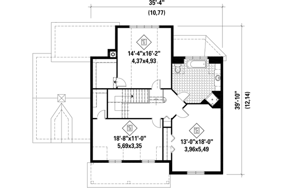 Floor Plan - Upper Floor for Country House Plan #25-4764 - 3 bed, 1 bath
