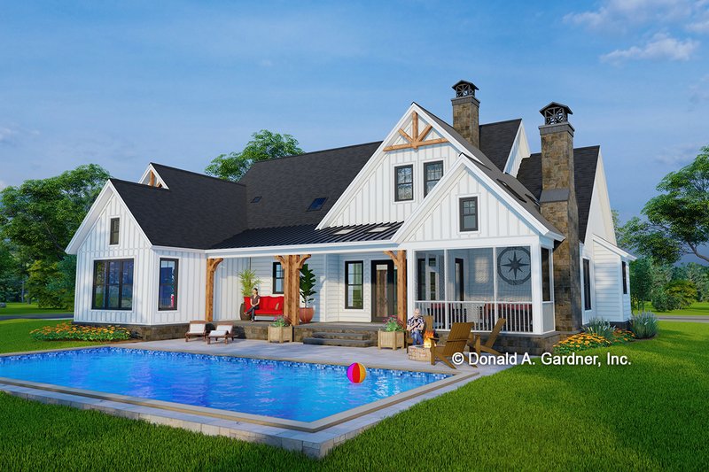 House Plan Design - Exterior - Rear Elevation 1 for Farmhouse House Plan #929-1086 - 3 bed, 2.5 bath