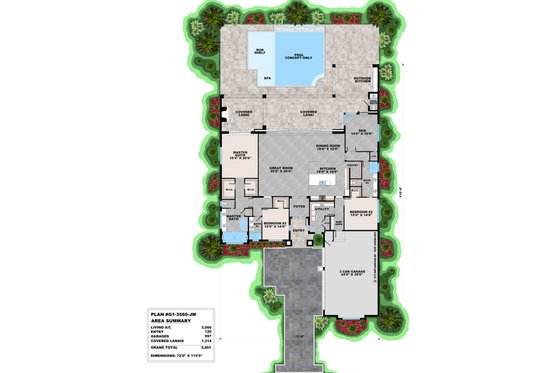 Floor Plan - Main Floor for Contemporary House Plan #1083-17 - 3 bed, 3.5 bath