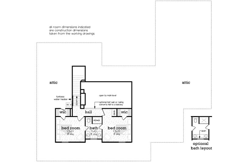 House Blueprint - Floor Plan - Upper Floor for Farmhouse House Plan #45-627 - 4 bed, 3.5 bath