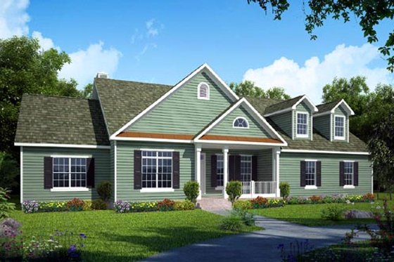 Exterior - Front Elevation for Traditional House Plan #312-623 - 3 bed, 2.5 bath