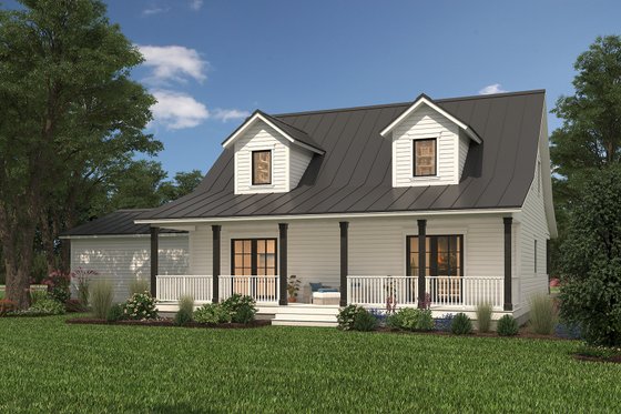 Exterior - Rear Elevation for Farmhouse House Plan #497-69 - 3 bed, 3.5 bath