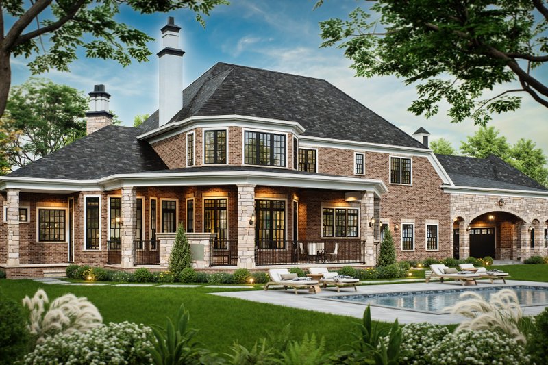 Dream House Plan - Exterior - Rear Elevation for European House Plan #119-432 - 4 bed, 4.5 bath