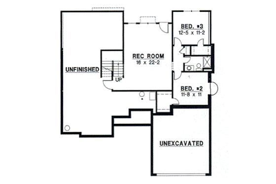 Floor Plan - Lower Floor for Traditional House Plan #67-316 - 4 bed, 3 bath
