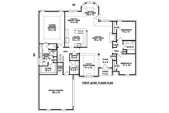 Floor Plan - Main Floor for European House Plan #81-1555 - 3 bed, 2 bath